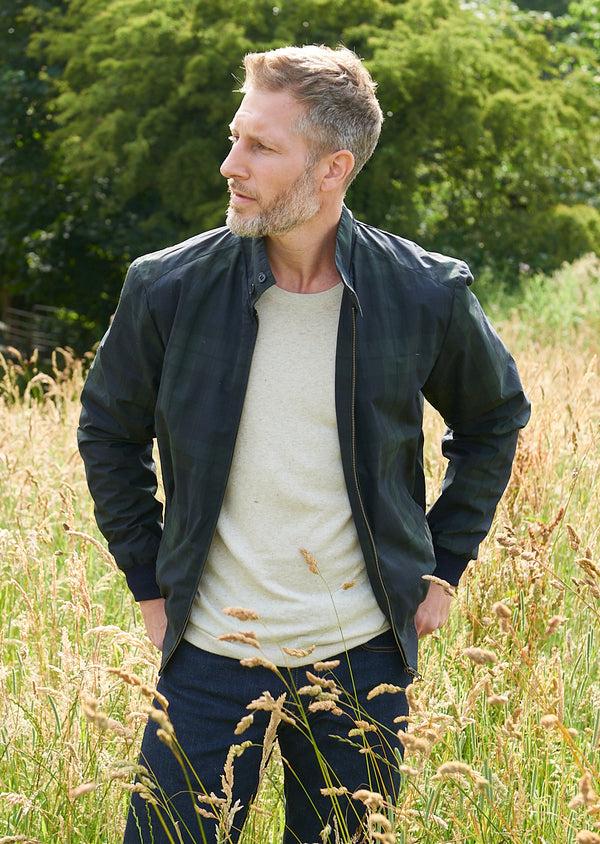 Alan Paine Letson Bomber Jacket In Navy Check