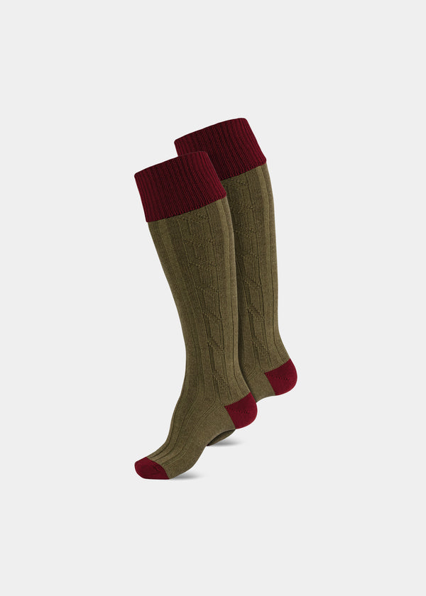 alan paine Men's Shooting Socks - Bordeaux & Olive