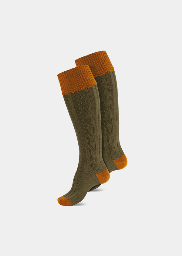 alan paine Men's Shooting Socks - Ochre & Olive
