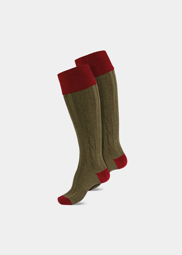 alan paine Men's Shooting Socks - Red & Olive