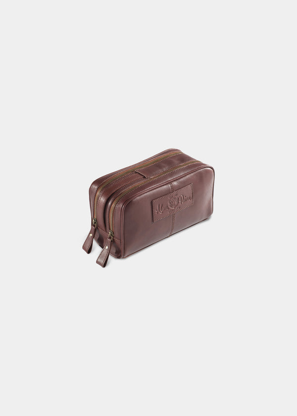 alan paine Mens Leather Wash Bag In Oak