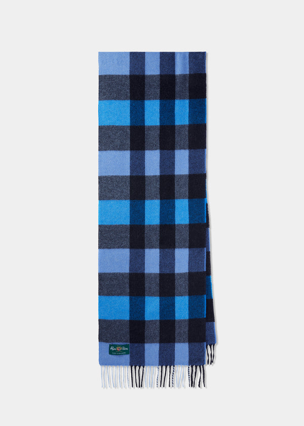 alan paine Piperhill Check Cashmere Scarf In Blue