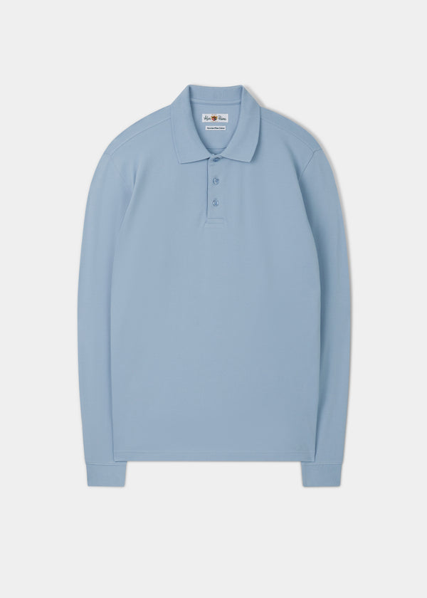 alan paine Reed Long Sleeve Polo In Light Blue