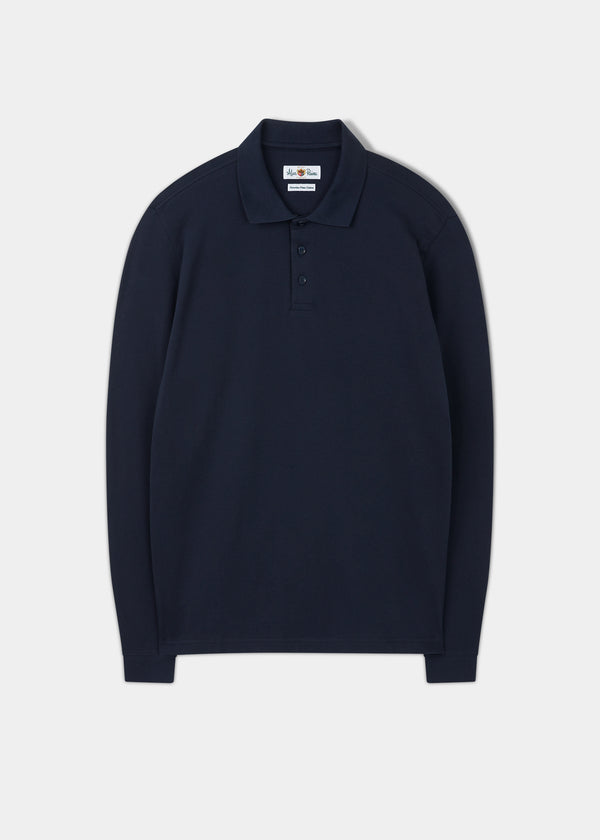 alan paine Reed Long Sleeve Polo In Navy