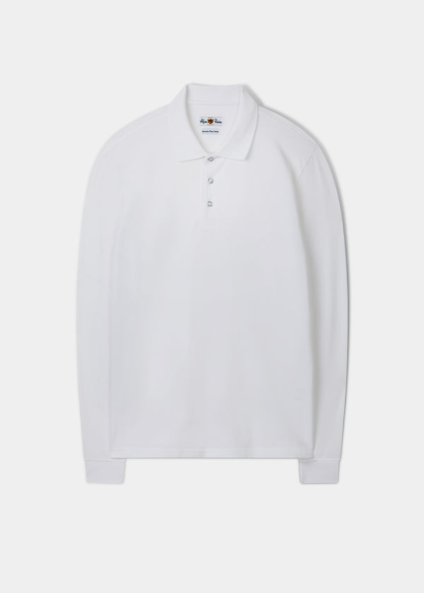 alan paine Reed Long Sleeve Polo In White