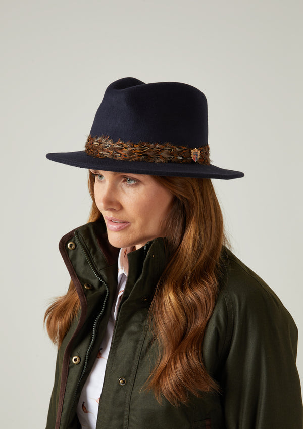 Alan Paine Richmond Ladies Fedora In Navy
