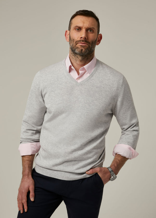 Alan Paine Rothwell Cotton Cashmere Jumper In Dove