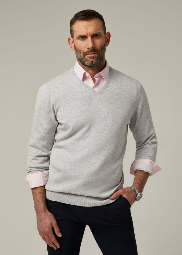 Alan Paine Rothwell Cotton Cashmere Jumper In Dove