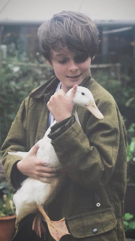 Alan Paine Rutland Children's Tweed Coat In Lichen