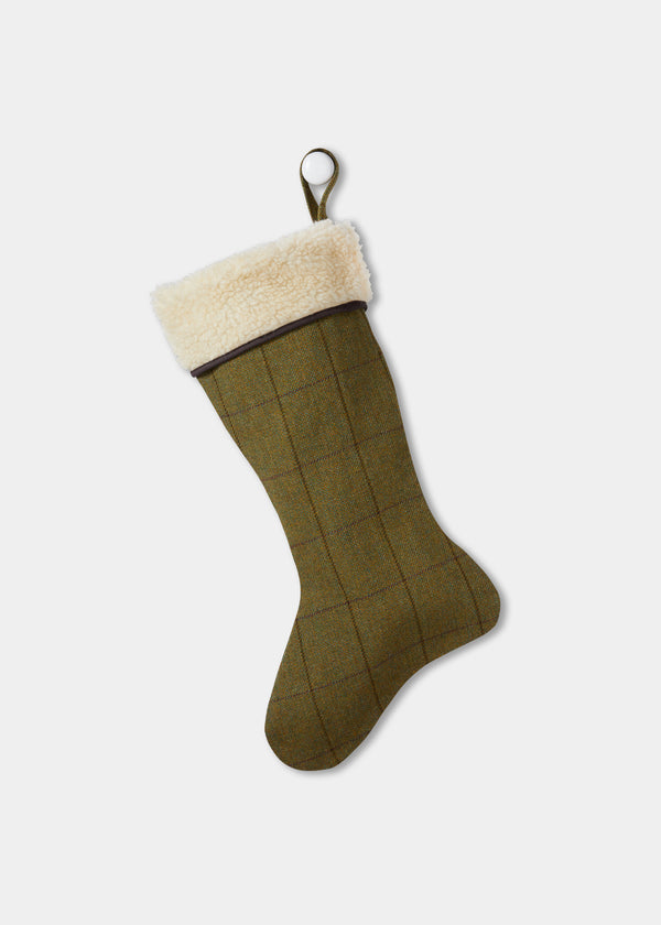 alan paine Rutland Tweed Christmas Stocking - Lichen