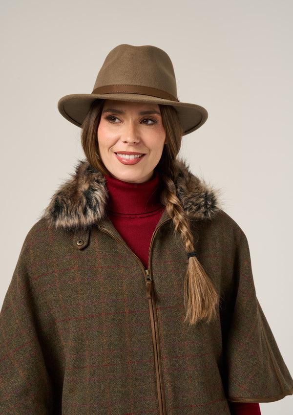Alan Paine Surrey Ladies Tweed Cape In Hemlock