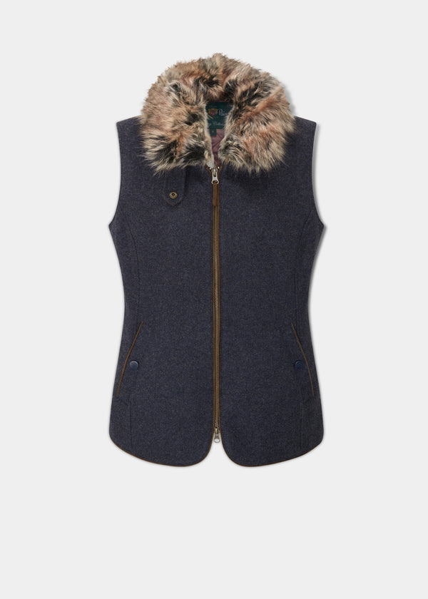 alan paine Surrey Ladies Tweed Gilet In Blue alan paine Surrey Ladies Tweed Gilet In Blue