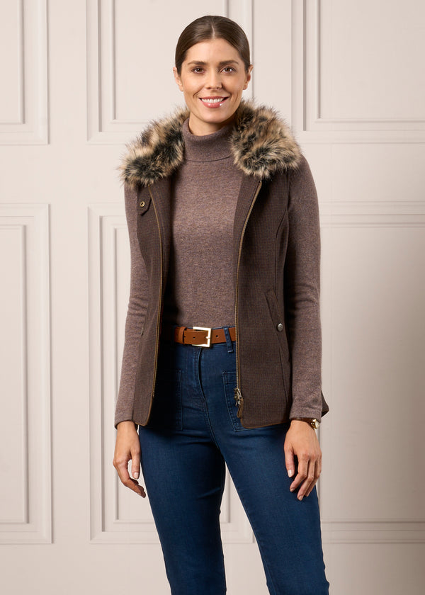 Alan Paine Surrey Ladies Tweed Gilet In Bramble