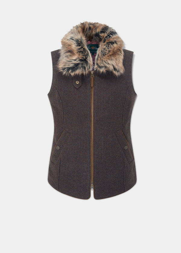 alan paine Surrey Ladies Tweed Gilet In Bramble