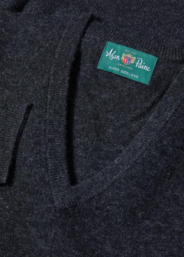Alan Paine Albury Geelong Wool Jumper In Charcoal - Regular Fit