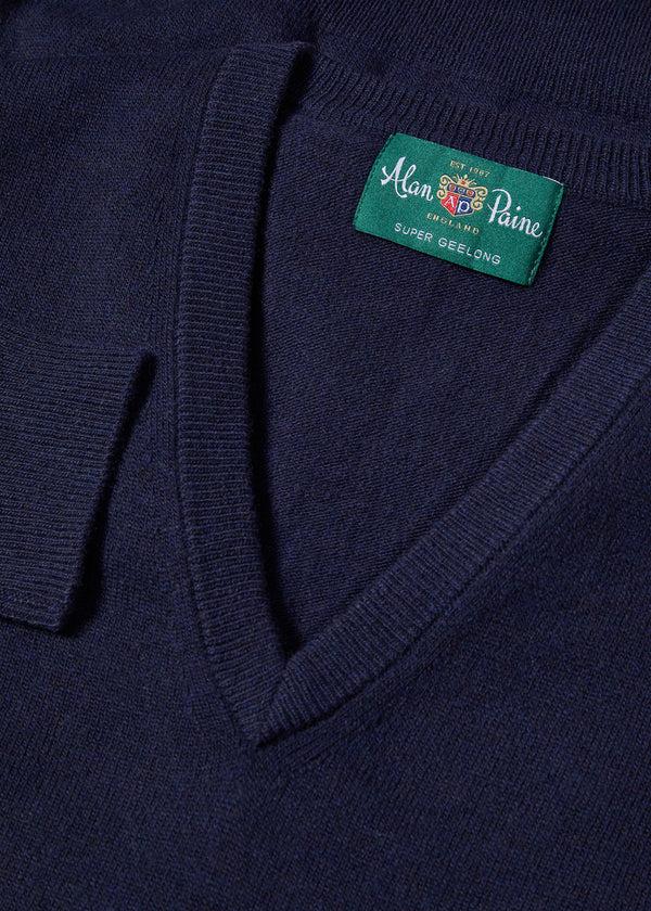 Alan Paine Albury Geelong Wool Jumper In Dark Navy - Regular Fit