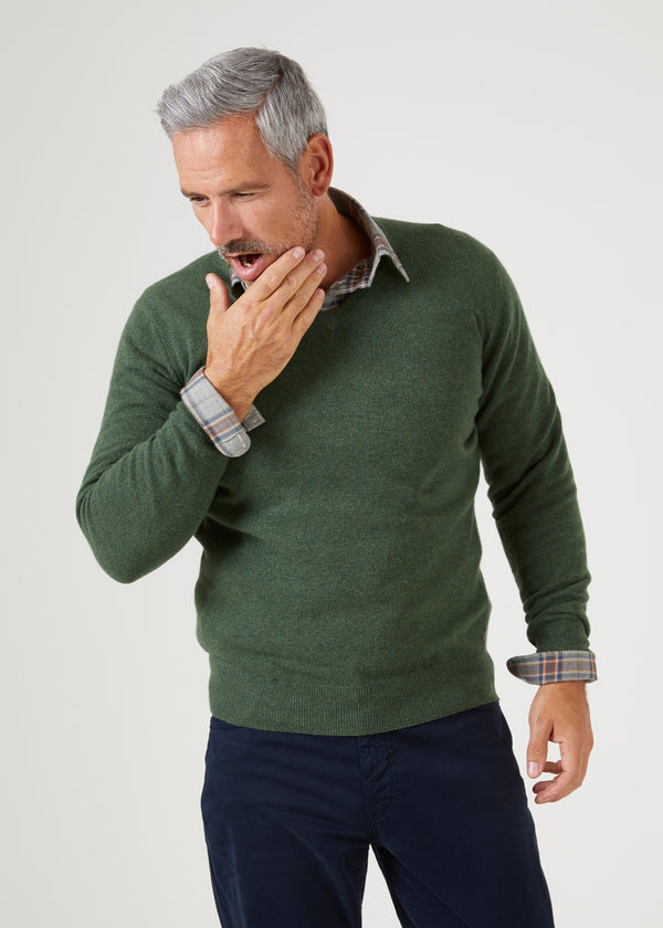 Alan Paine Albury Geelong Wool Jumper In Rosemary - Regular Fit