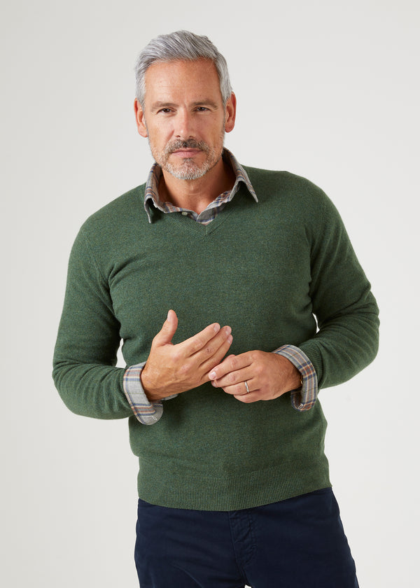 Alan Paine Albury Geelong Wool Jumper In Rosemary - Regular Fit