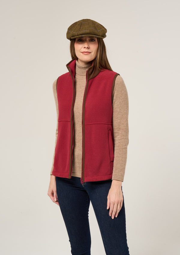 Alan Paine Aylsham Ladies Fleece Gilet In Cranberry - Regular Fit