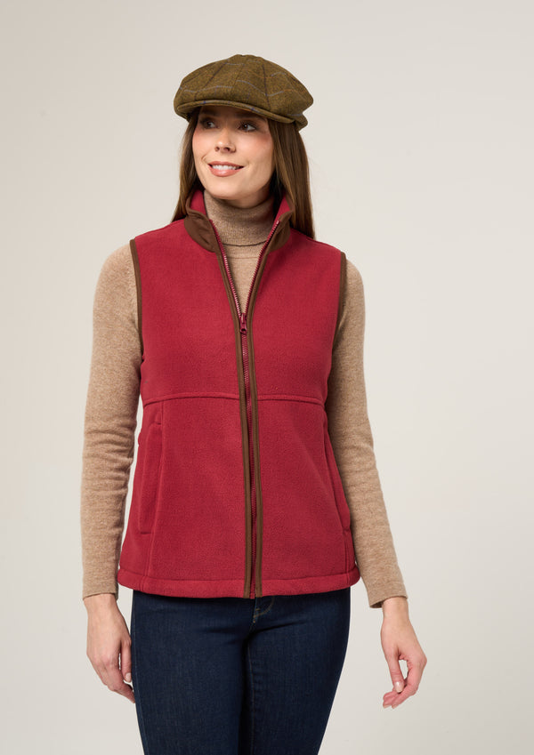 Alan Paine Aylsham Ladies Fleece Gilet In Cranberry - Regular Fit