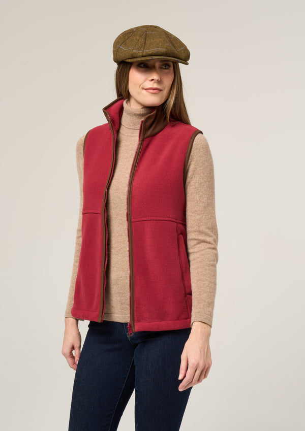 Alan Paine Aylsham Ladies Fleece Gilet In Cranberry - Regular Fit