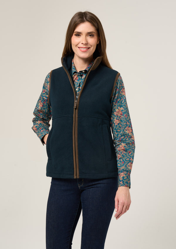 Alan Paine Aylsham Ladies Fleece Gilet In Dark Navy - Regular Fit