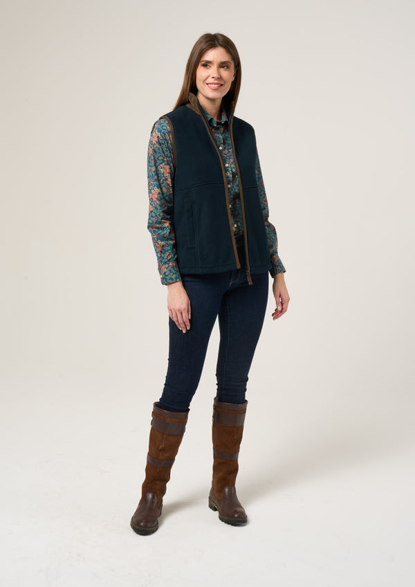 Alan Paine Aylsham Ladies Fleece Gilet In Dark Navy - Regular Fit