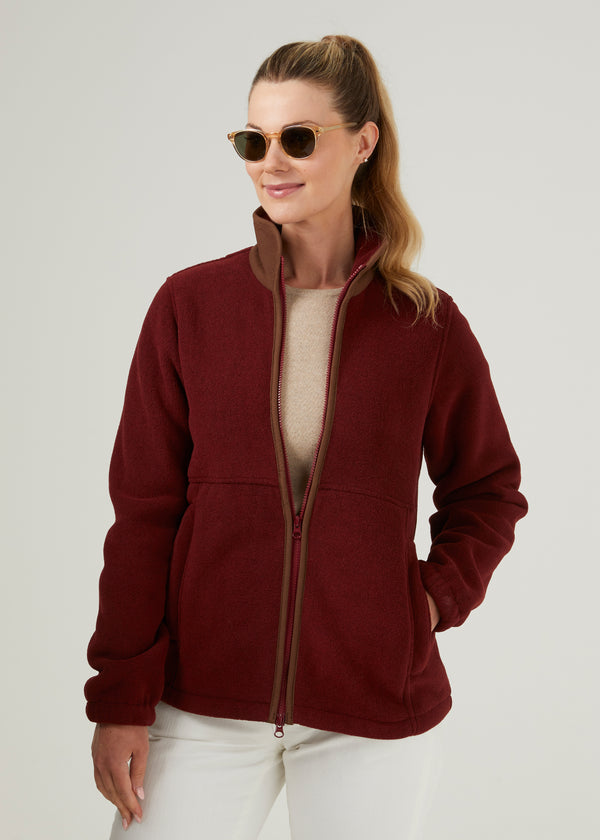 Alan Paine Aylsham Ladies Fleece Jacket In Bloodstone - Regular Fit