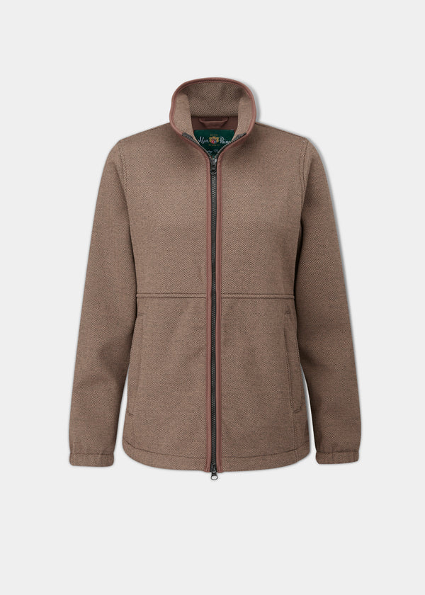 alan paine Aylsham Ladies Fleece Jacket In Brown Herringbone - Regular Fit