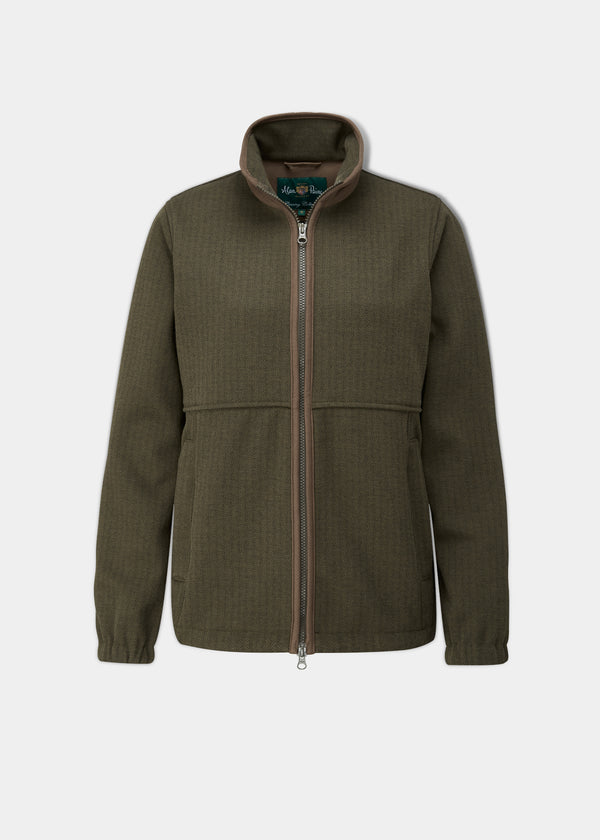 alan paine Aylsham Ladies Fleece Jacket In Green Herringbone - Regular Fit