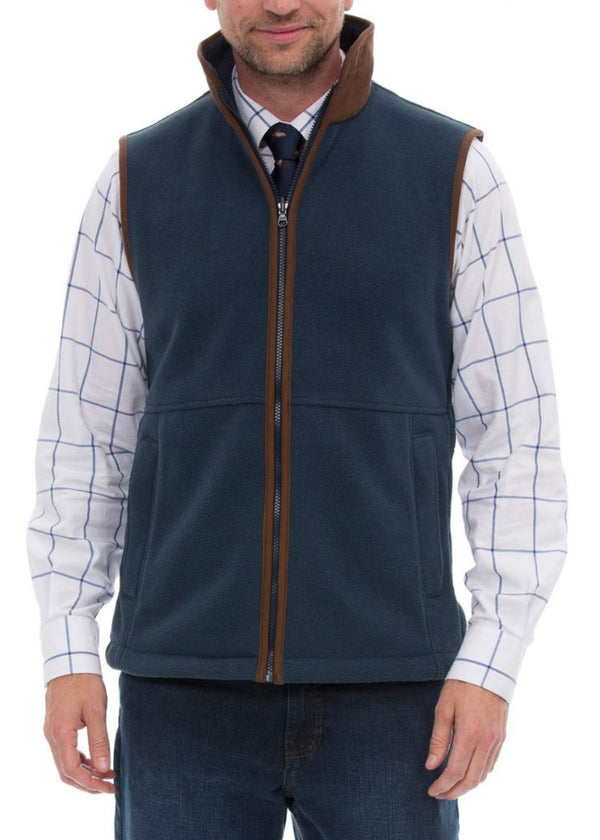 Alan Paine Aylsham Men's Fleece Gilet In Blue Steel - Regular Fit