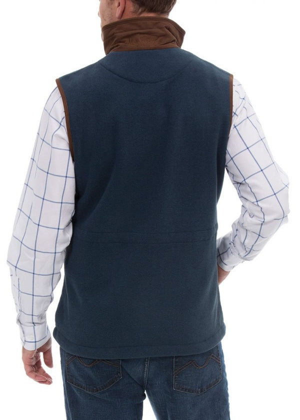 Alan Paine Aylsham Men's Fleece Gilet In Blue Steel - Regular Fit