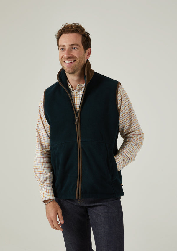 Alan Paine Aylsham Men's Fleece Gilet In Dark Navy - Regular Fit