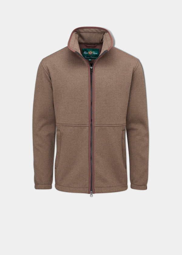 alan paine Aylsham Men's Fleece Jacket In Brown Herringbone - Regular Fit