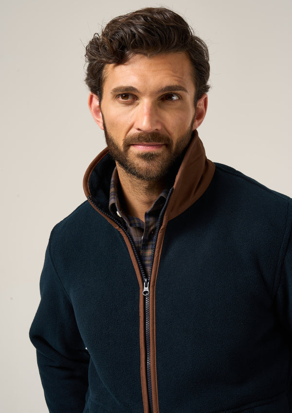 Alan Paine Aylsham Men's Fleece Jacket In Dark Navy - Regular Fit