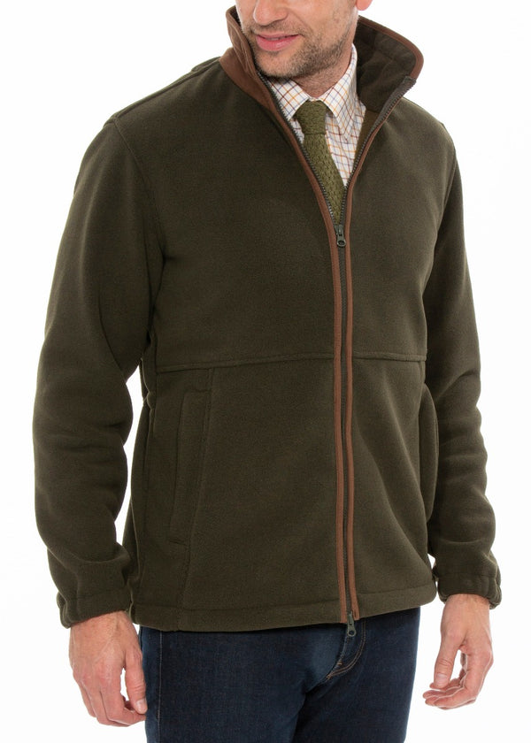 Alan Paine Aylsham Men's Fleece Windblock In Green - Regular Fit
