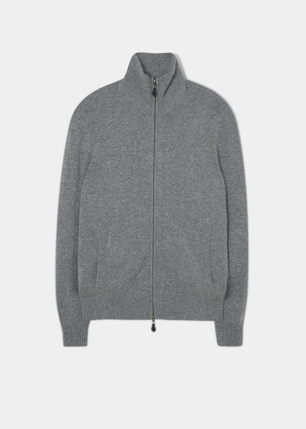 alan paine Ballater Lambswool Zipped Jumper in Grey Mix - Regular Fit
