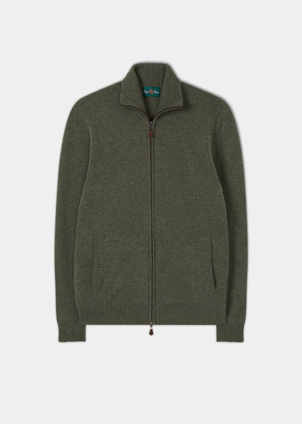 alan paine Ballater Lambswool Zipped Jumper in Landscape - Regular Fit