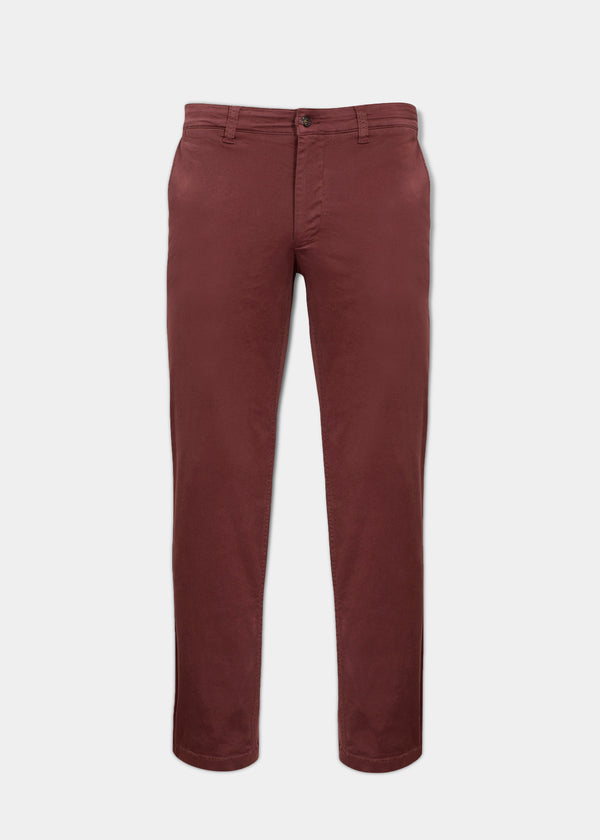 alan paine Bamforth Men's Chino Trouser In Wine - Regular Fit