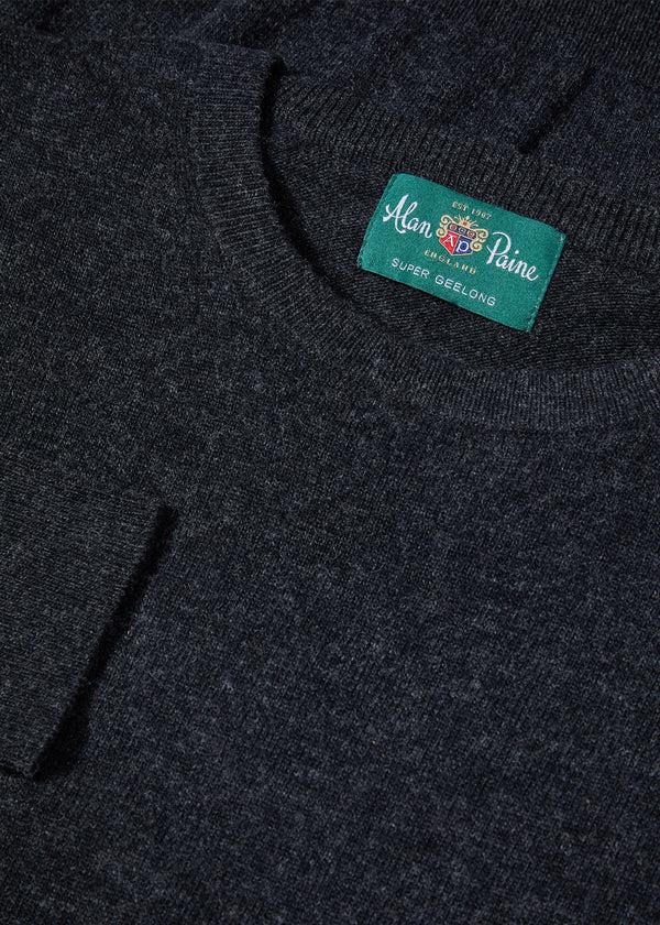 Alan Paine Brisbane Geelong Wool Jumper In Charcoal - Regular Fit