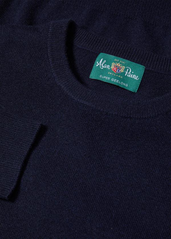 Alan Paine Brisbane Geelong Wool Jumper In Dark Navy - Regular Fit