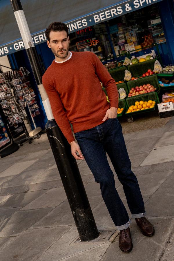 Alan Paine Brisbane Geelong Wool Jumper In Tiger - Regular Fit