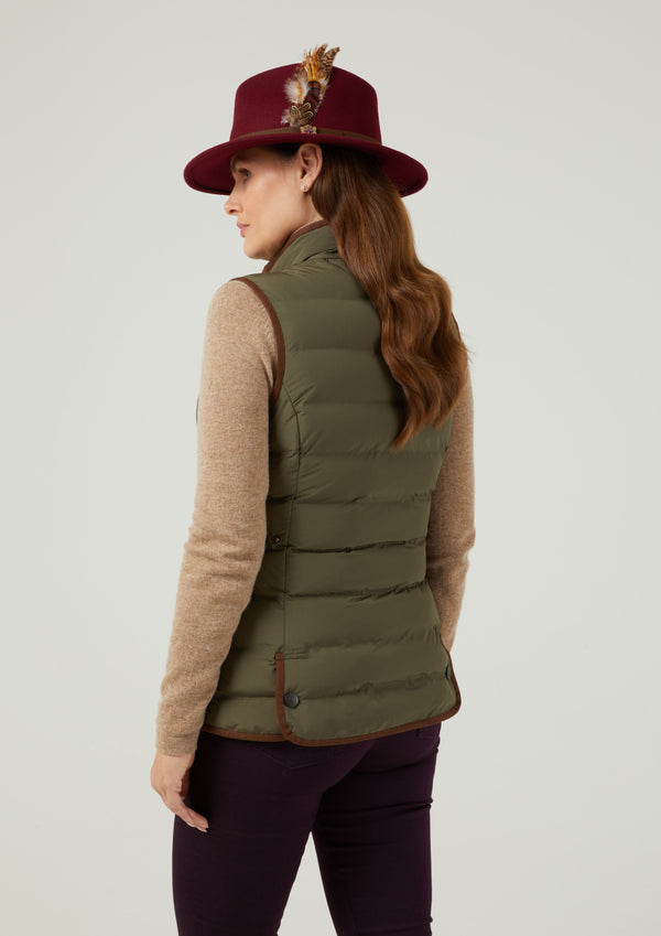 Alan Paine Calsall Ladies Quilted Gilet In Olive - Regular Fit