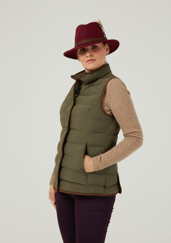 Alan Paine Calsall Ladies Quilted Gilet In Olive - Regular Fit