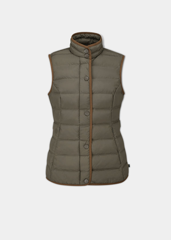 alan paine Calsall Ladies Quilted Gilet In Olive - Regular Fit