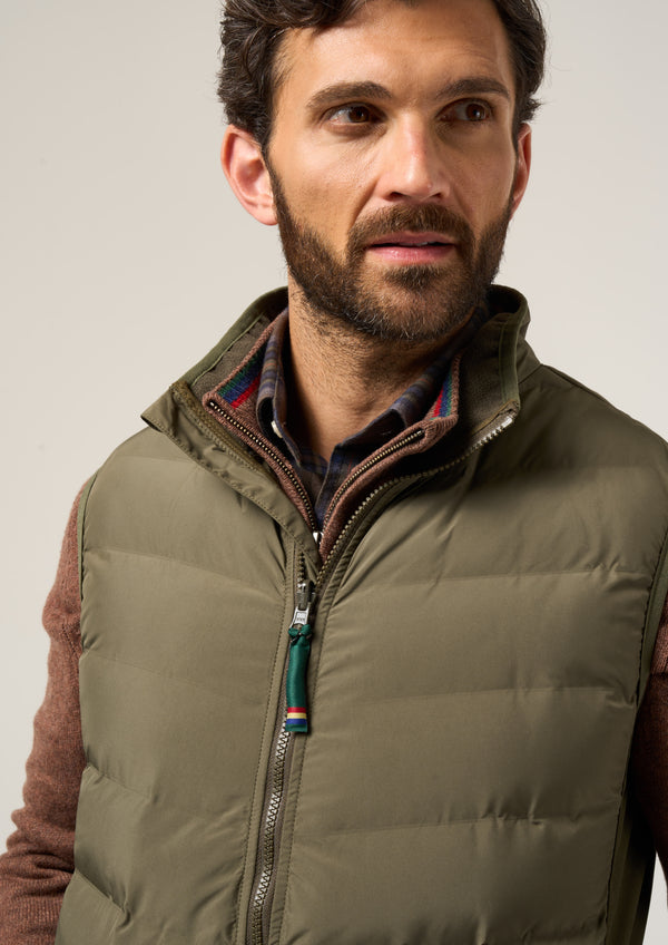 Alan Paine Calsall Men's Hybrid Gilet In Olive - Regular Fit
