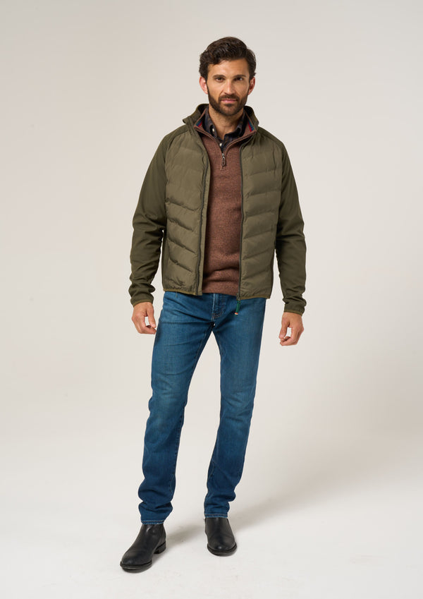 Alan Paine Calsall Men's Hybrid Jacket In Olive - Regular Fit