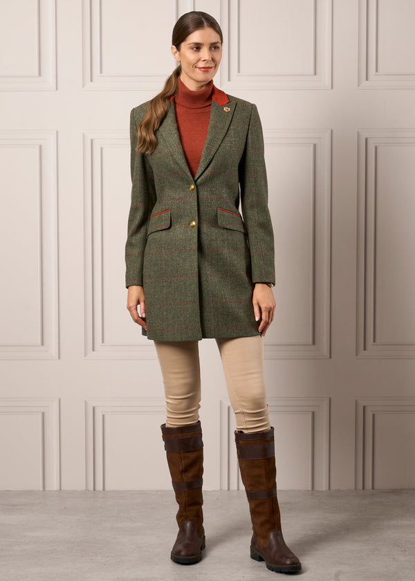 Alan Paine Combrook Ladies Mid-Thigh Coat In Heath - Regular Fit
