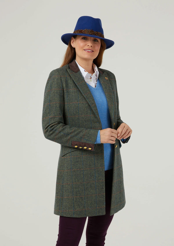Alan Paine Combrook Ladies Mid-Thigh Coat In Spruce - Regular Fit