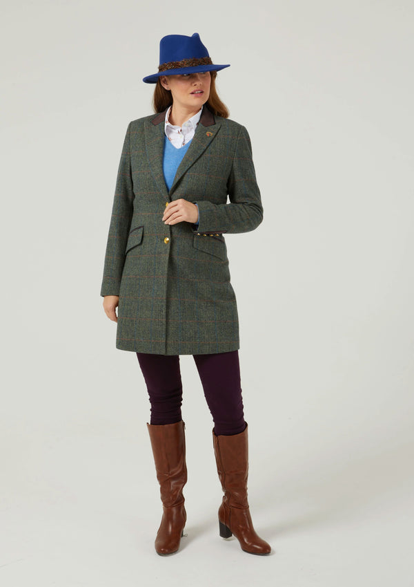 Alan Paine Combrook Ladies Mid-Thigh Coat In Spruce - Regular Fit